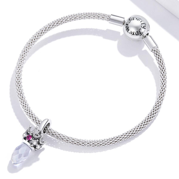 Crystal Crown Sterling Silver Zircon CZ Bead Charm Bracelet Necklace