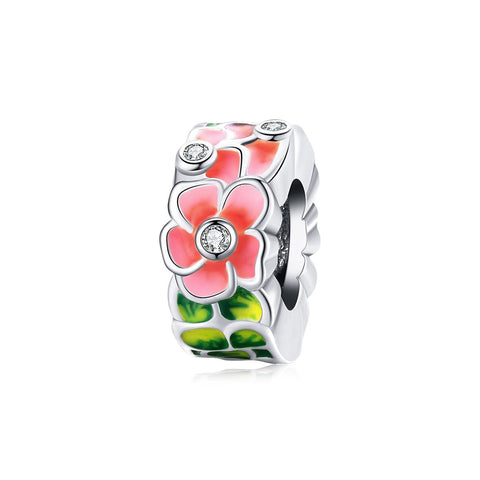 Colourful Flower Floral Enamel Sterling Silver Spacer Bead Bracelet Necklace
