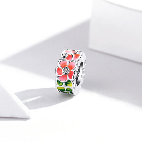 Colourful Flower Floral Enamel Sterling Silver Spacer Bead Bracelet Necklace