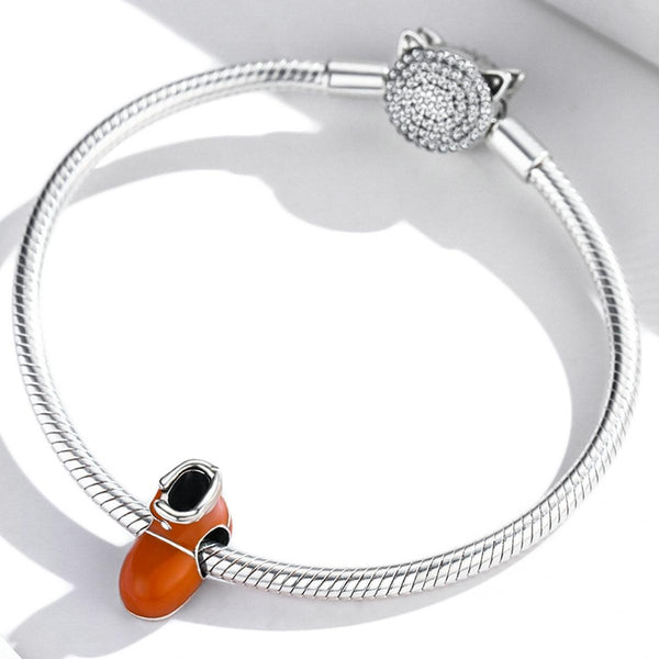 Brown Shoe Boot Enamel Sterling Silver Bead Charm Bracelet Necklace