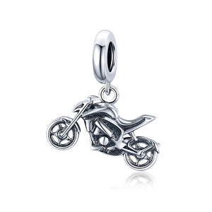 Motorcycle Motorbike Sterling Silver Bead Charm Bracelet Necklace Pendant