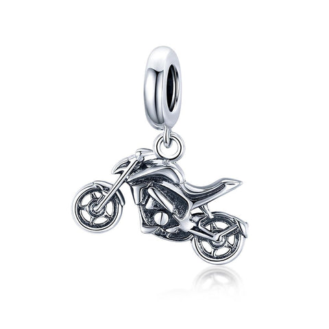 Motorcycle Motorbike Sterling Silver Bead Charm Bracelet Necklace Pendant