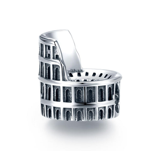 Rome Colosseum Sterling Silver Bead Charm Pendant Bracelet Necklace