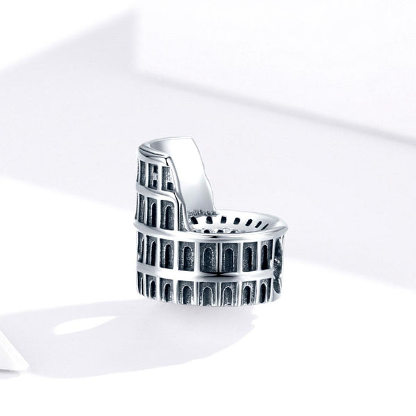 Rome Colosseum Sterling Silver Bead Charm Pendant Bracelet Necklace