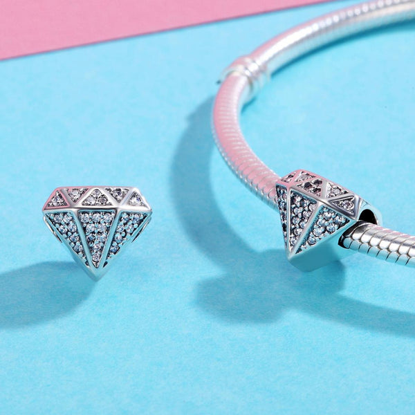 Diamond Love Sterling Silver Zircon CZ Bead Charm Pendant Bracelet Necklace