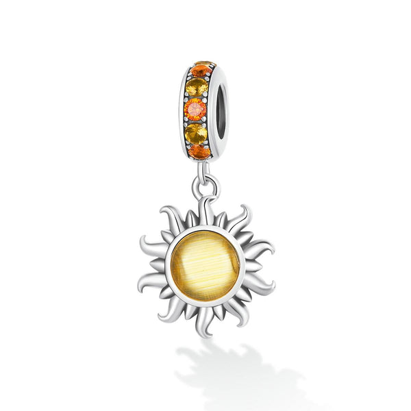 Sun Sterling Silver Zircon CZ Bead Charm Bracelet Necklace