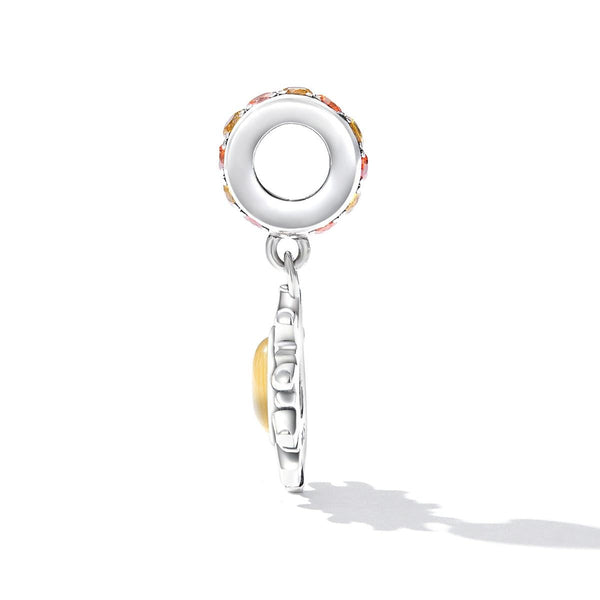 Sun Sterling Silver Zircon CZ Bead Charm Bracelet Necklace