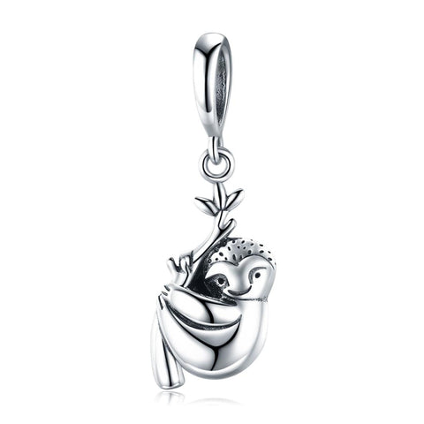 Baby Sloth Sterling Silver Bead Charm Bracelet Necklace