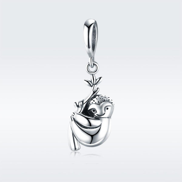 Baby Sloth Sterling Silver Bead Charm Bracelet Necklace