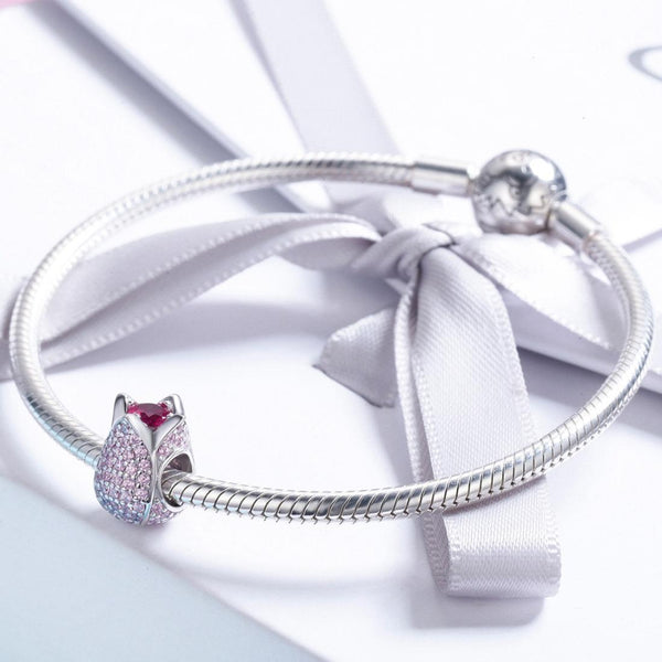 Tulip Sterling Silver Zircon CZ Bead Charm Bracelet Necklace Pendant