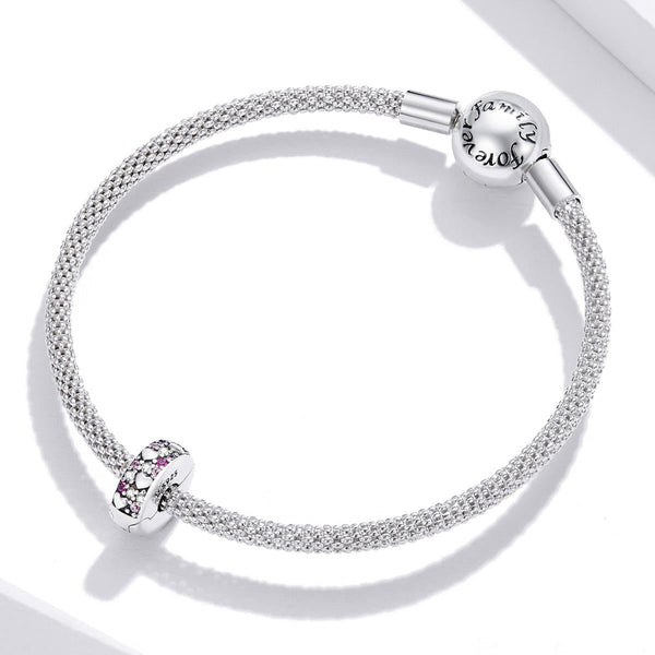 Pave Crystal Love Heart Sterling Silver Zircon CZ Buckle Clip Bead Charm Bracelet