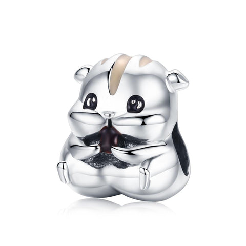 Hamster Enamel Sterling Silver Bead Charm Pendant Bracelet Necklace