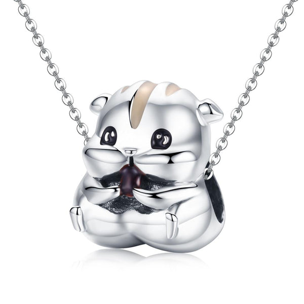 Hamster Enamel Sterling Silver Bead Charm Pendant Bracelet Necklace