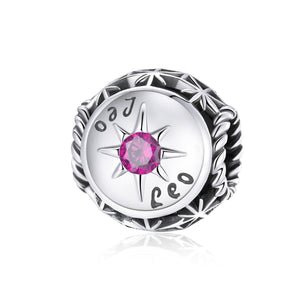 Leo Zodiac Sterling Silver Zircon CZ Bead Charm Bracelet Necklace