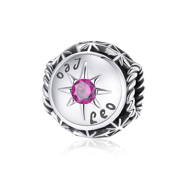 Leo Zodiac Sterling Silver Zircon CZ Bead Charm Bracelet Necklace