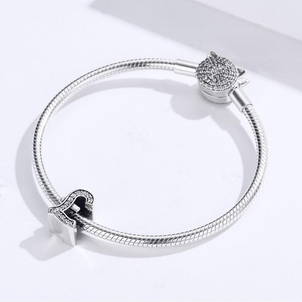 Sterling Pound Currency Symbol Silver Zircon CZ Bead Charm Bracelet Necklace