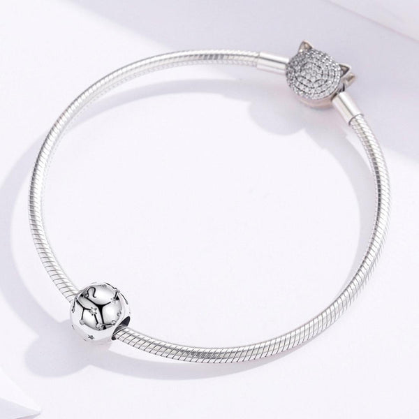 Leo Zodiac Constellation Sterling Silver Zircon CZ Bead Charm Bracelet Necklace