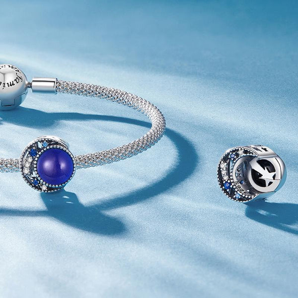 Colour Changing Moon Sterling Silver CZ Bead Charm Bracelet Necklace Pendant