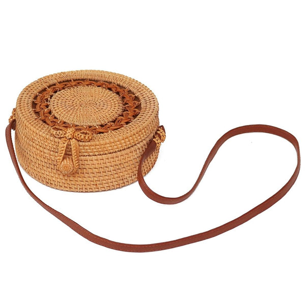 Handmade Sunflower Rattan Crossbody Shoulder Bag Handbag Purse 20 x 20 x 8cm