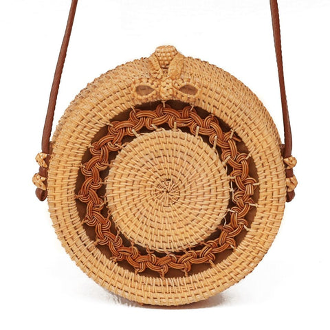 Handmade Sunflower Rattan Crossbody Shoulder Bag Handbag Purse 20 x 20 x 8cm