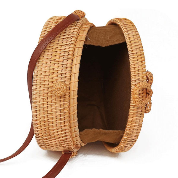 Handmade Sunflower Rattan Crossbody Shoulder Bag Handbag Purse 20 x 20 x 8cm