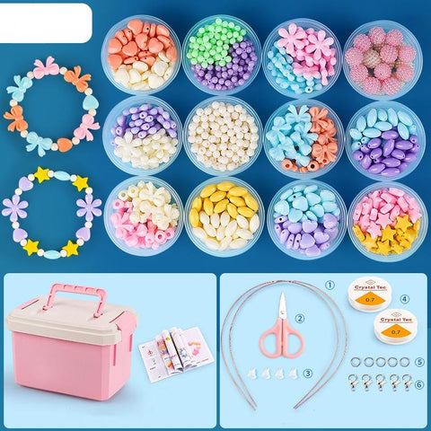 DIY Bracelet Necklace Jewellery Making Kit Kids Children 12 Designs Star Flowers
