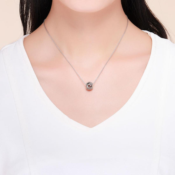 O Initial Letter Sterling Silver Zircon CZ Bead Charm Bracelet Necklace