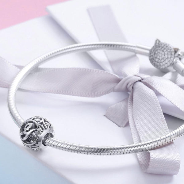 Y Initial Letter Sterling Silver Zircon CZ Bead Charm Bracelet Necklace