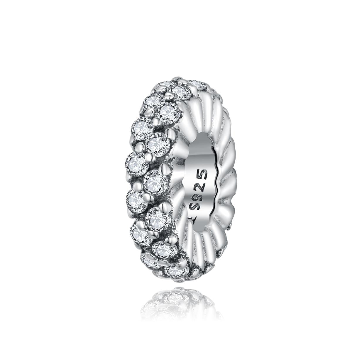 Sparkling Sterling Silver Zircon CZ Spacer Bead Bracelet Necklace