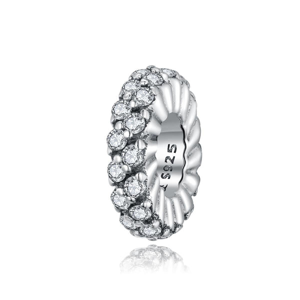 Sparkling Sterling Silver Zircon CZ Spacer Bead Bracelet Necklace