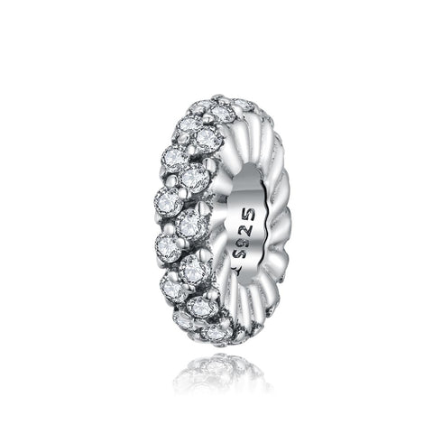 Sparkling Sterling Silver Zircon CZ Spacer Bead Bracelet Necklace