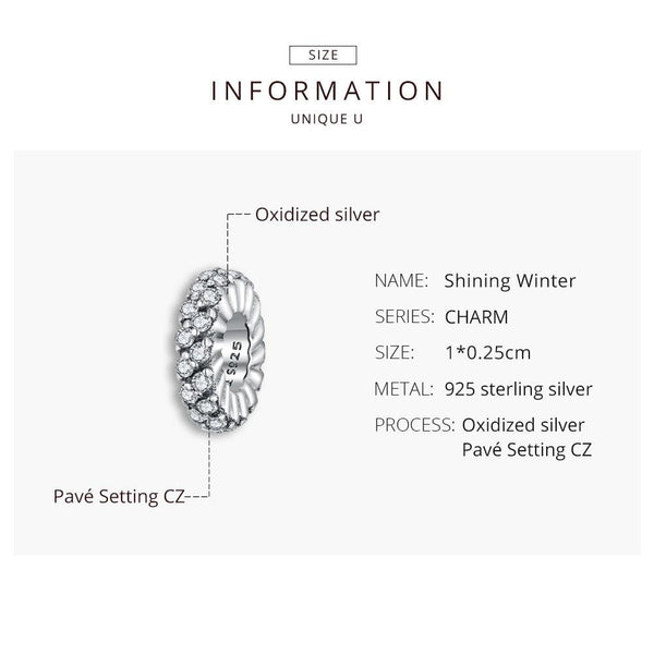 Sparkling Sterling Silver Zircon CZ Spacer Bead Bracelet Necklace
