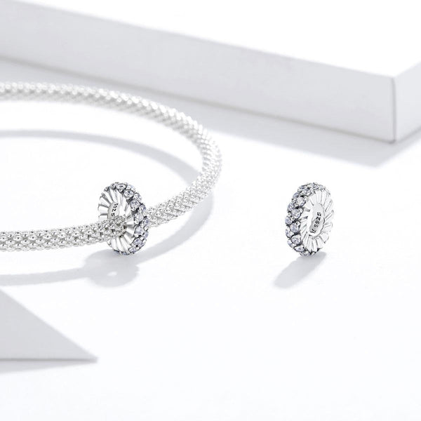Sparkling Sterling Silver Zircon CZ Spacer Bead Bracelet Necklace