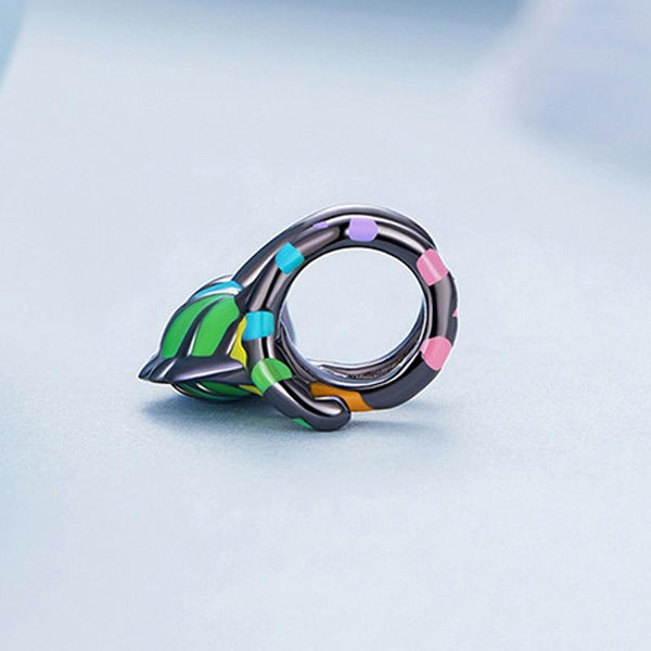 Chameleon Enamel Sterling Silver Bead Charm Bracelet Necklace Pendant