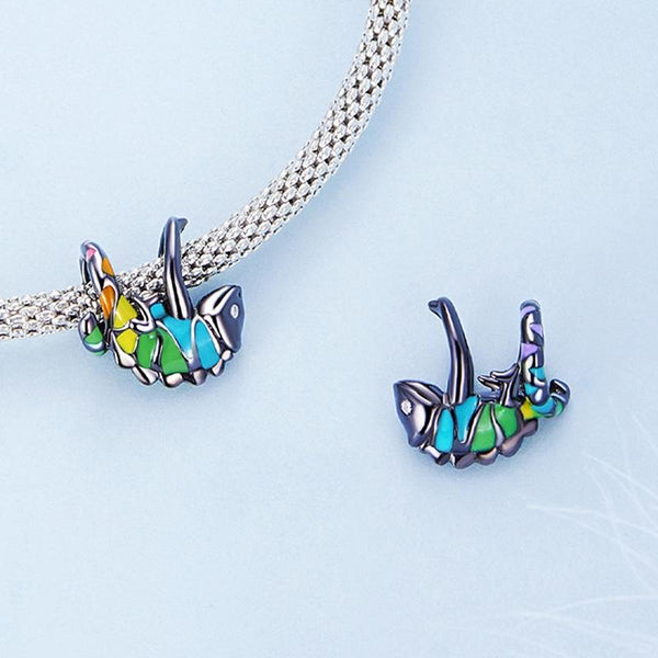 Chameleon Enamel Sterling Silver Bead Charm Bracelet Necklace Pendant