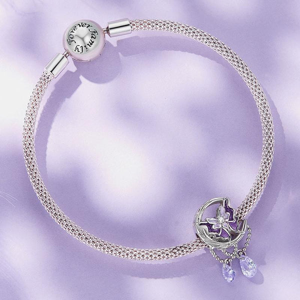 Crystal Moon BUtterfly Sterling Silver Bead Charm Bracelet Necklace Pendant