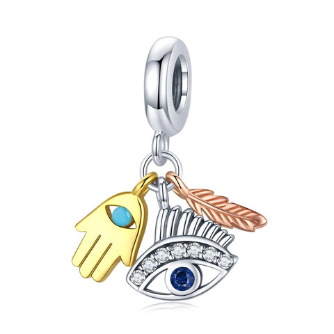 Egyptian Guardians Enamel Sterling Silver CZ Bead Charm Bracelet Necklace