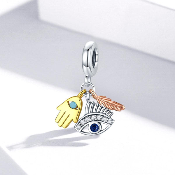 Egyptian Guardians Enamel Sterling Silver CZ Bead Charm Bracelet Necklace