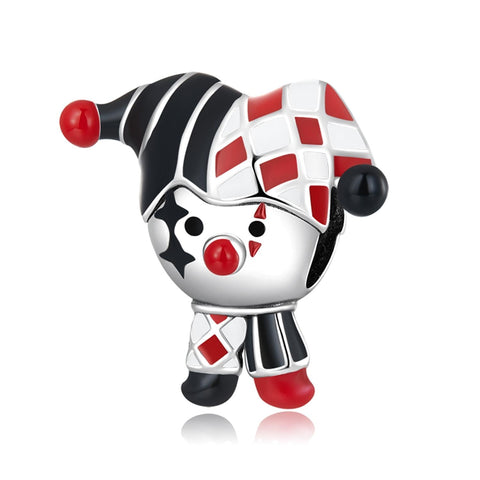 Poker Clown Jester Enamel Sterling Silver Bead Charm Bracelet Necklace