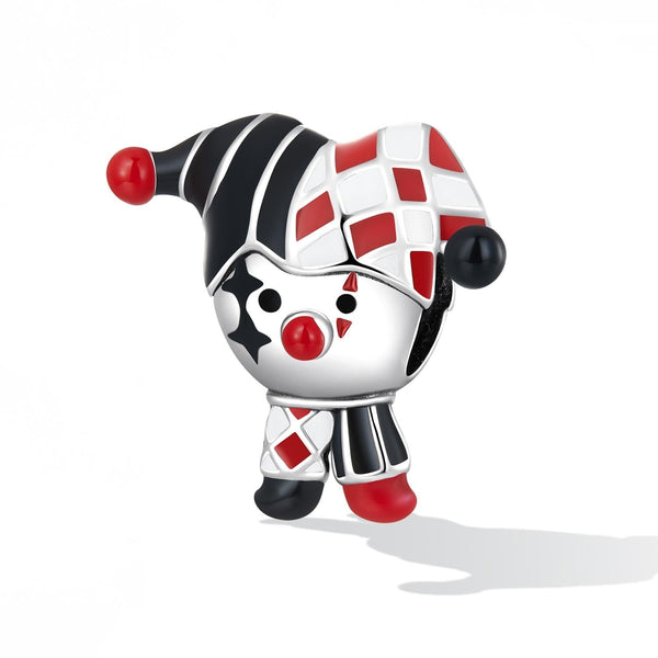 Poker Clown Jester Enamel Sterling Silver Bead Charm Bracelet Necklace