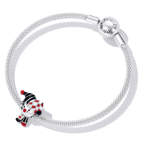 Poker Clown Jester Enamel Sterling Silver Bead Charm Bracelet Necklace