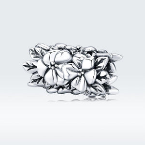 Flowers Floral Sterling Silver Spacer Bead Charm Pendant Bracelet Necklace