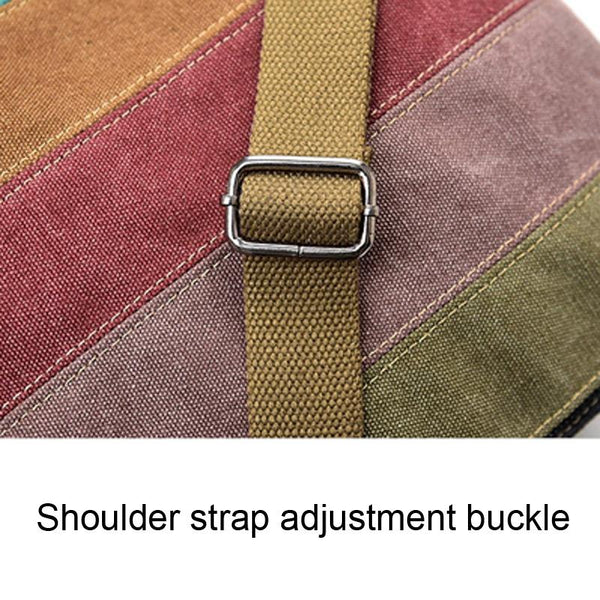 Striped Canvas Crossbody Shoulder Bag Multi Pocket Multicolour