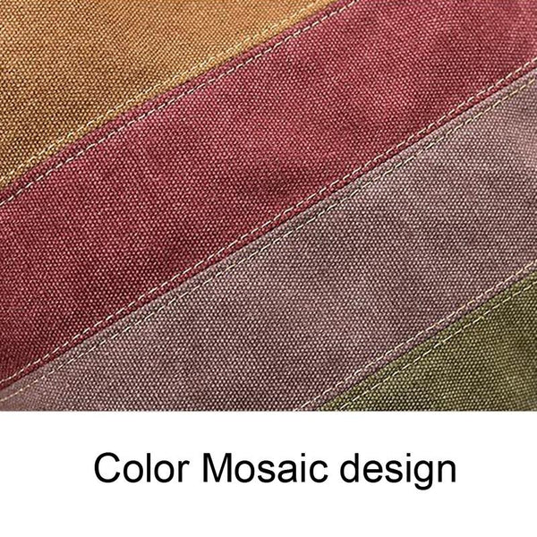 Striped Canvas Crossbody Shoulder Bag Multi Pocket Multicolour