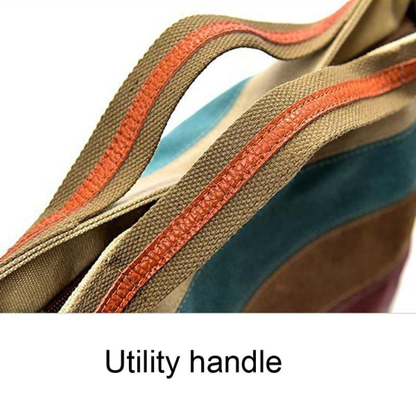 Striped Canvas Crossbody Shoulder Bag Multi Pocket Multicolour