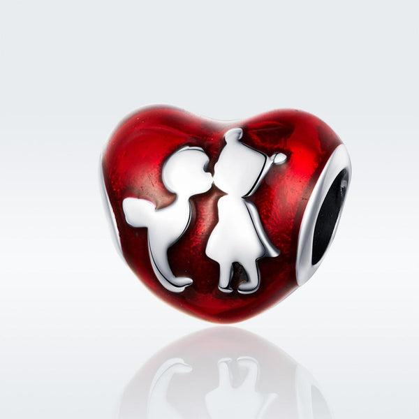 Childhood Sweethearts Red Enamel Sterling Silver Bead Charm Bracelet Necklace
