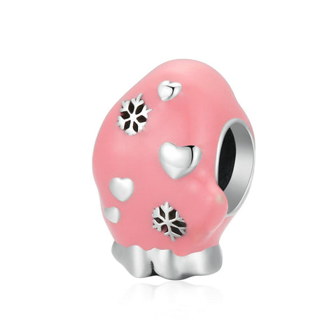 Pink Mitten Glove Enamel Sterling Silver Bead Charm Bracelet Necklace