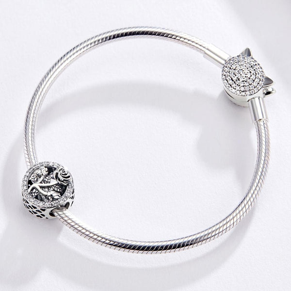 Crystal Rose Sterling Silver Zircon CZ Bead Charm Bracelet Necklace Pendant