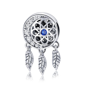 Sun Moon Dreamcatcher Sterling Silver Bead Charm Bracelet Necklace Pendant