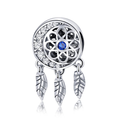 Sun Moon Dreamcatcher Sterling Silver Bead Charm Bracelet Necklace Pendant